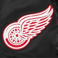 Veste en satin à boutons-pression pour femme Pro Standard Detroit Red Wings Black avec strass