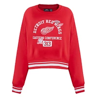 Women's Pro Standard  Red Detroit Wings Area Code Cropped Pullover Sweatshirt