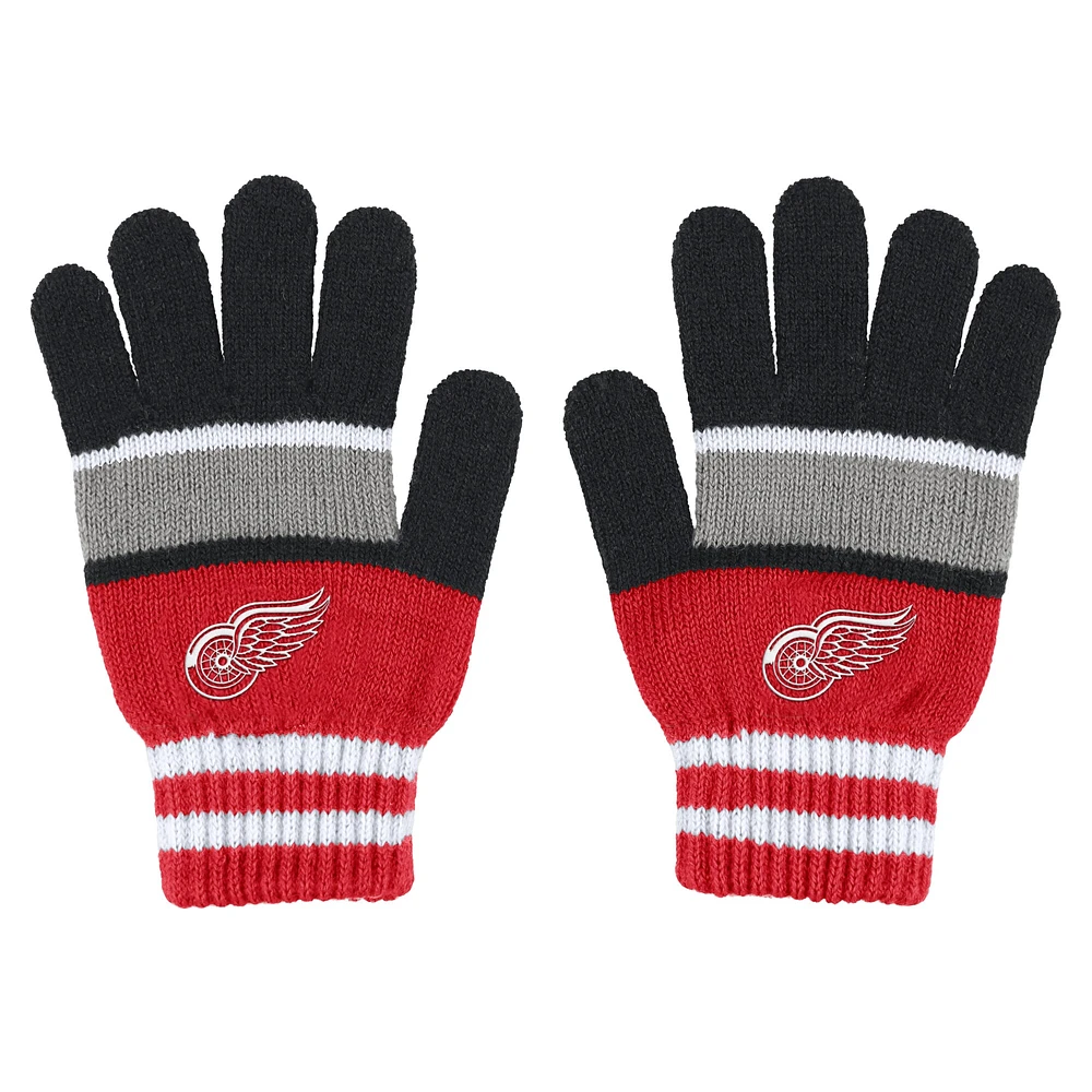 WEAR by Erin Andrews Ensemble gants et écharpe à rayures des Red Wings de Detroit pour femmes