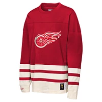 Youth Mitchell & Ness  Red Detroit Wings Chainstitch Heavyweight Long Sleeve Top