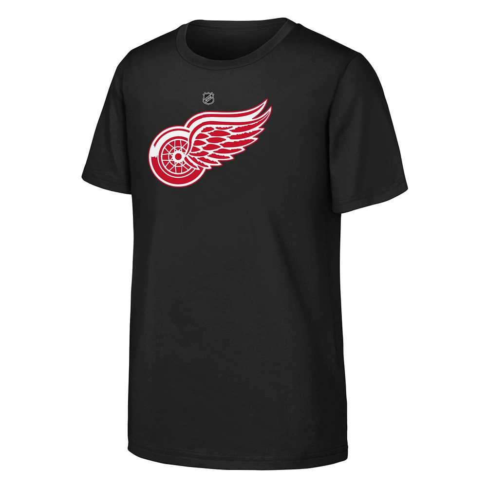 T-shirt noir avec logo principal des Red Wings de Detroit pour jeunes