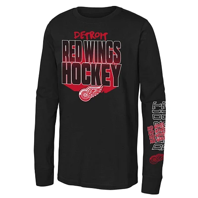 Youth Black Detroit Red Wings Standout Long Sleeve T-Shirt