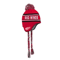 Youth Detroit Red Wings Red Jacquard Tassel Knit Hat with Pom