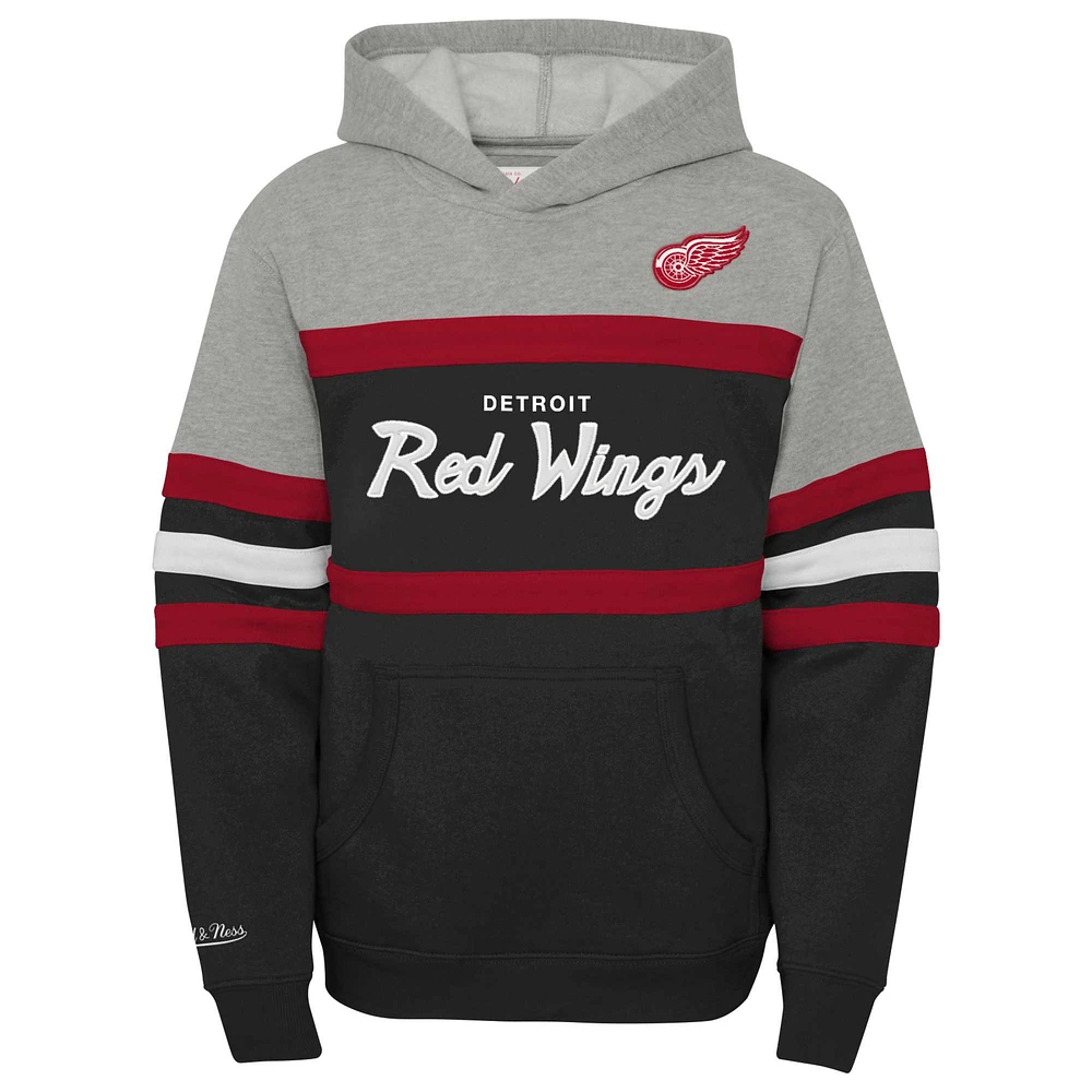 Youth Mitchell & Ness Black Detroit Red Wings Head Coach Pullover Hoodie