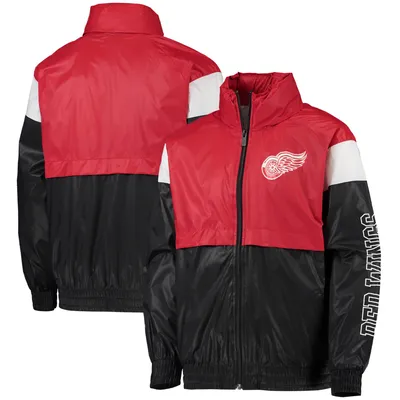 Detroit Red Wings Youth Goal Line Full-Zip Hoodie Windbreaker Jacket - Red/Black