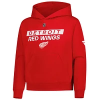 Youth Red Detroit Wings Authentic Pro Wordmark Fleece Pullover Hoodie