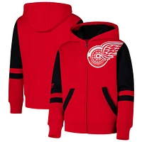 Sweat à capuche entièrement zippé Red Detroit Wings Face Off pour jeunes