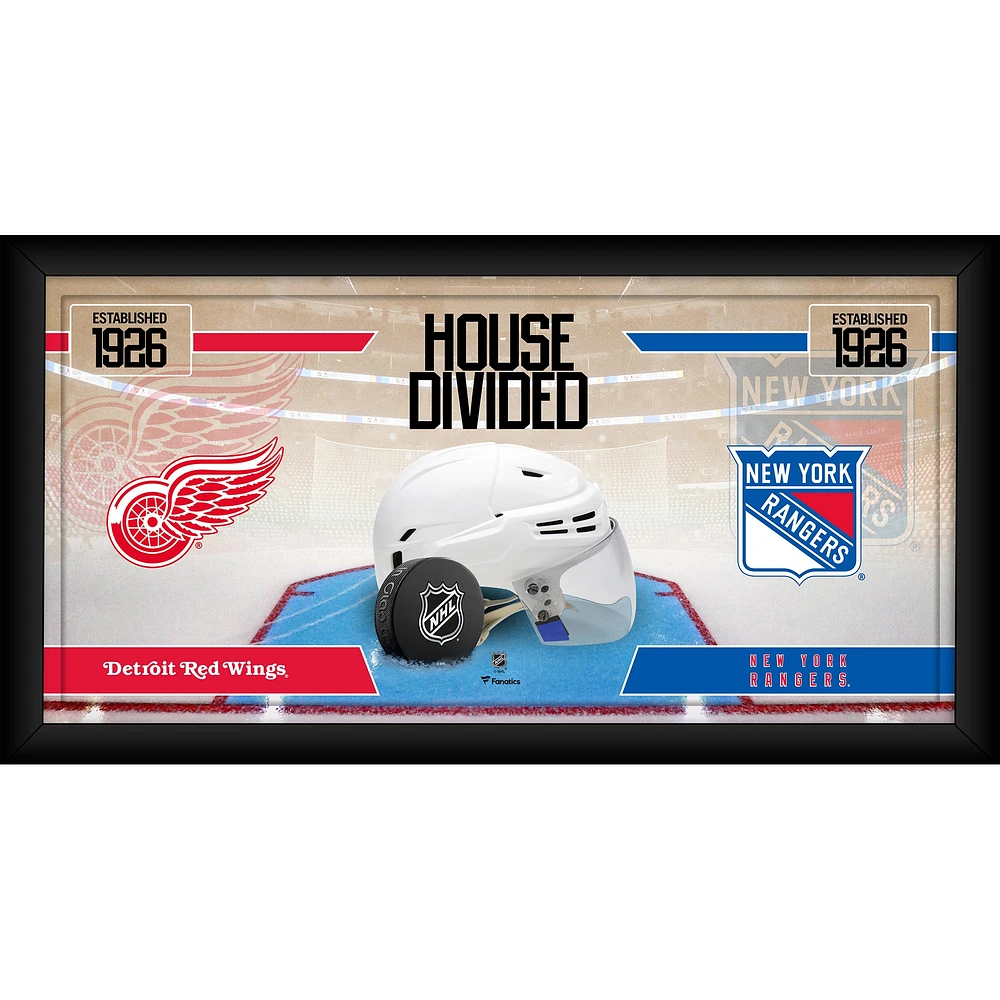 Collage de hockey encadré 10" x 20" des Red Wings de Détroit contre les Rangers de New York