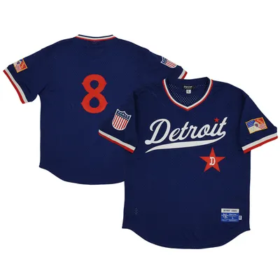 #8 Detroit Stars Rings & Crwns Mesh Replica V-Neck Jersey - Navy