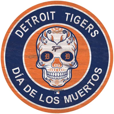 Detroit Tigers 12'' Sugar Skull Circle Sign