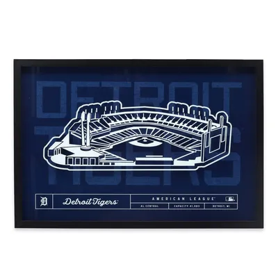 Detroit Tigers 16'' x 23'' Stadium Glass Framed Sign