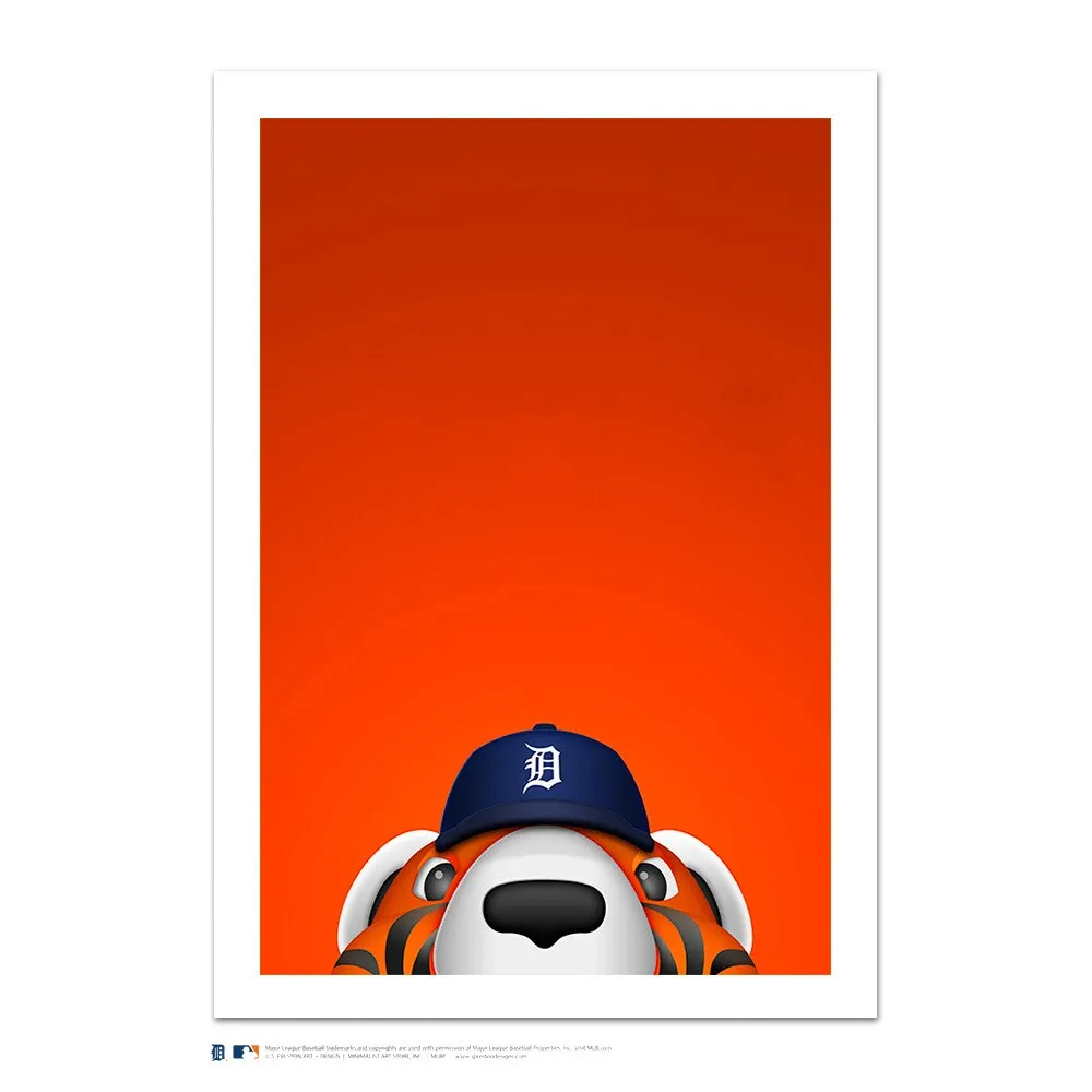 Lids Detroit Tigers Paws 24 x 32 Minimalist Mascot Art Giclee