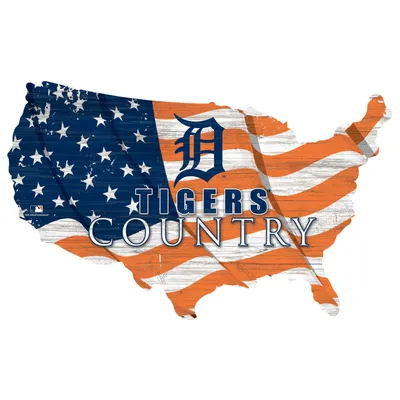 Detroit Tigers USA Flag Cutout Sign