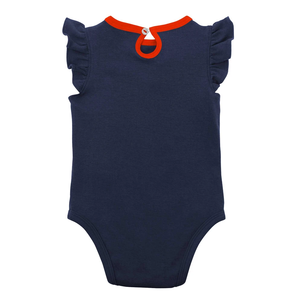 Lot de deux bodys pour nouveau-nés et bébés bleu marine/gris chiné Detroit Tigers Little Fan