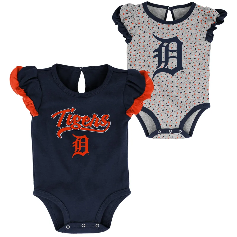 Outerstuff Girls Newborn & Infant Navy/Heathered Gray Detroit Tigers Scream & Shout Two-Pack Bodysuit Set