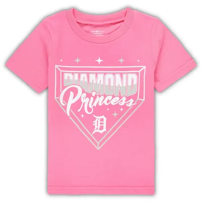 Girls Toddler Pink Detroit Tigers Diamond Princess T-Shirt