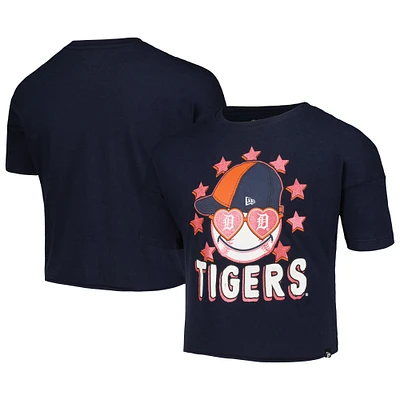 T-shirt à manches mi-longues New Era pour jeune fille Detroit Tigers bleu marine