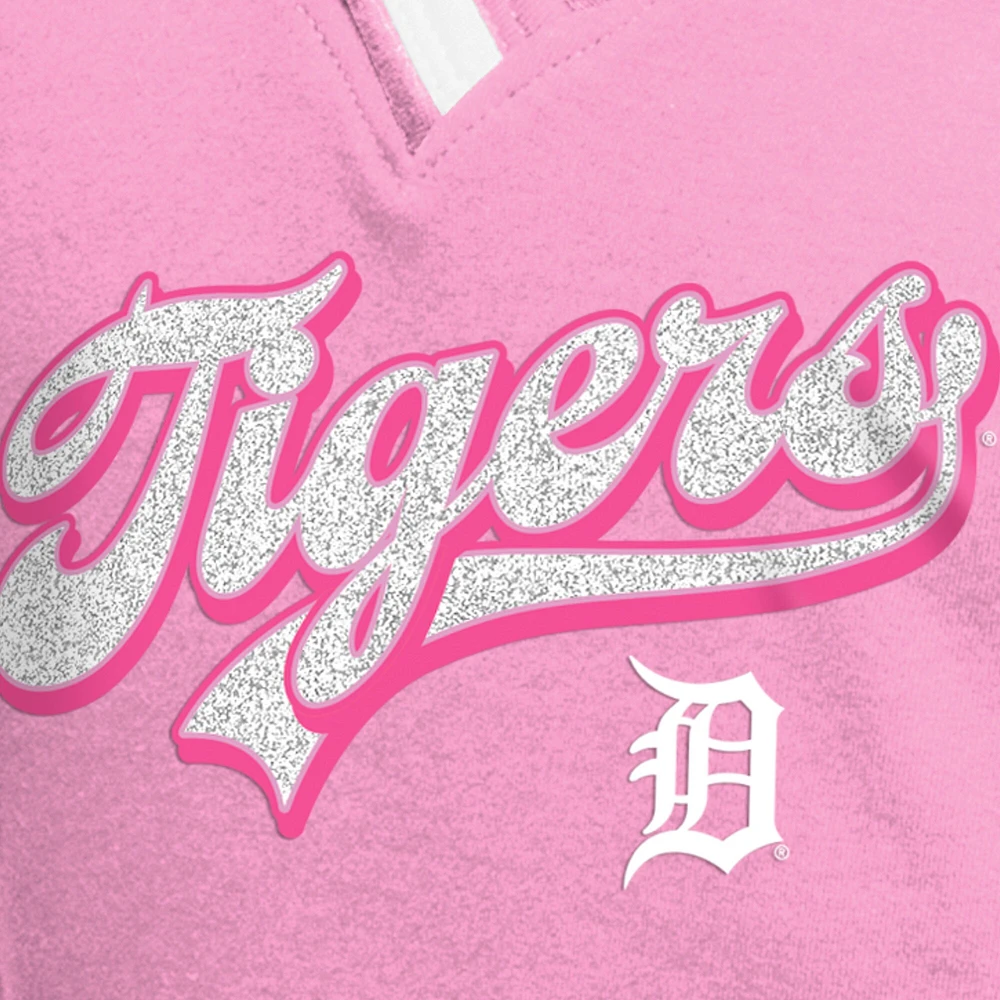 Girls Youth New Era Pink Detroit Tigers Mommy & Me Raglan V-Neck T-Shirt