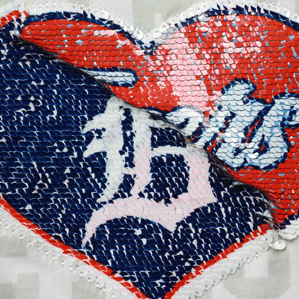 Girls Youth New Era White Detroit Tigers Flip Sequin Heart Crop Top