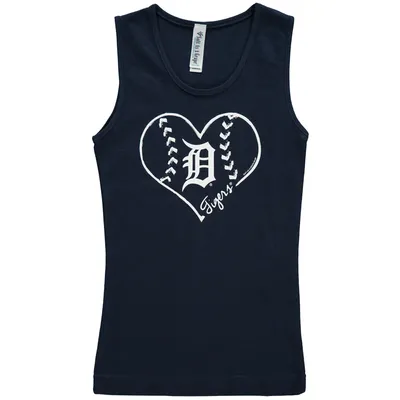 Detroit Tigers Soft as a Grape Youth Cotton Tank Top - Navy