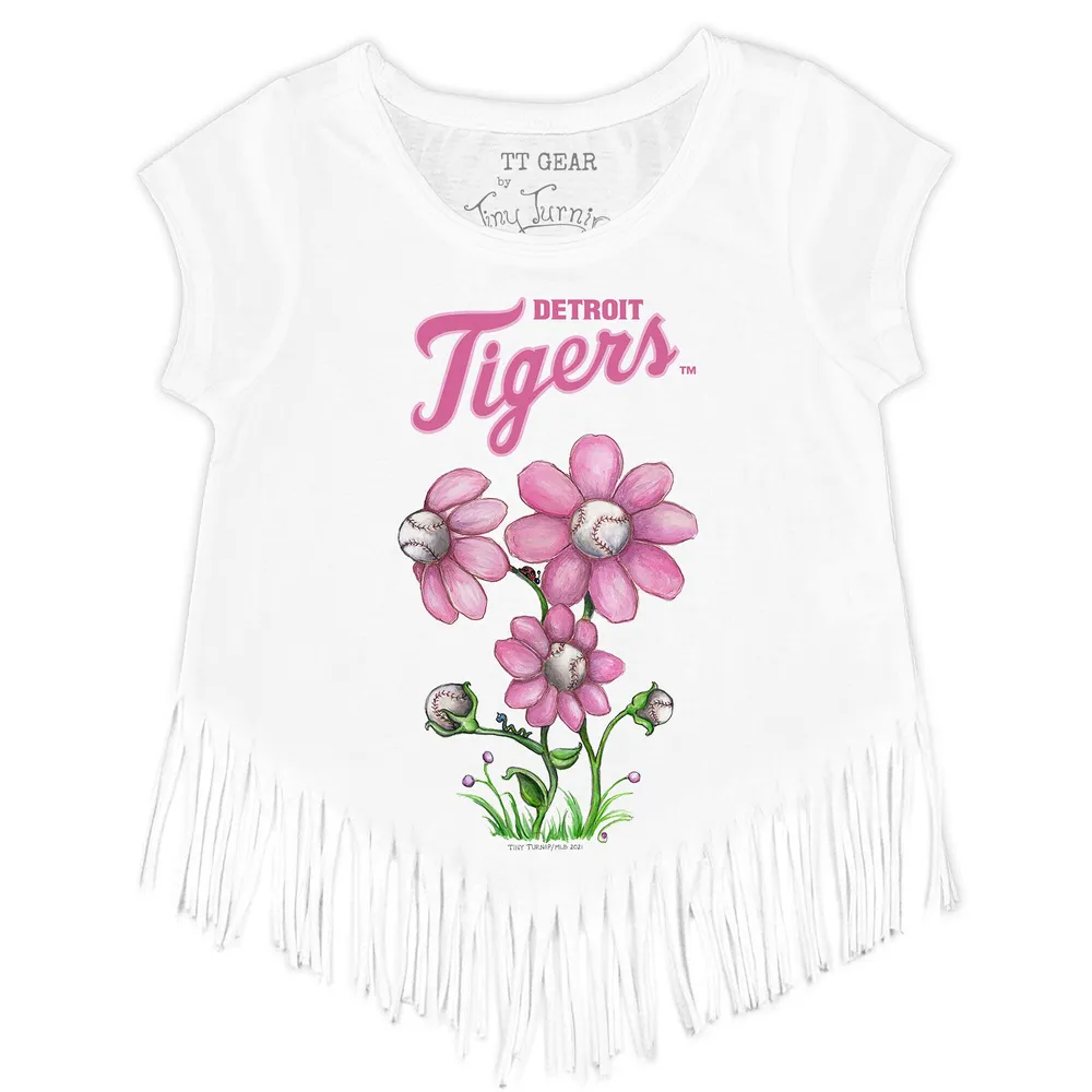 Girl's Youth Detroit Tigers New Era Pink Jersey Stars V-Neck T-Shirt