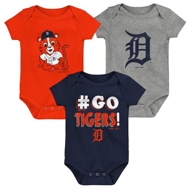 Ensemble de 3 bodys pour nourrissons, bleu marine/orange/gris, Detroit Tigers Born To Win