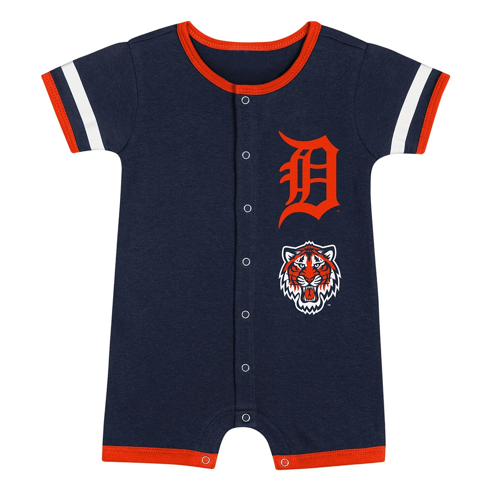 Infant  Navy Detroit Tigers Double Hit Coverall 2-Piece Set
