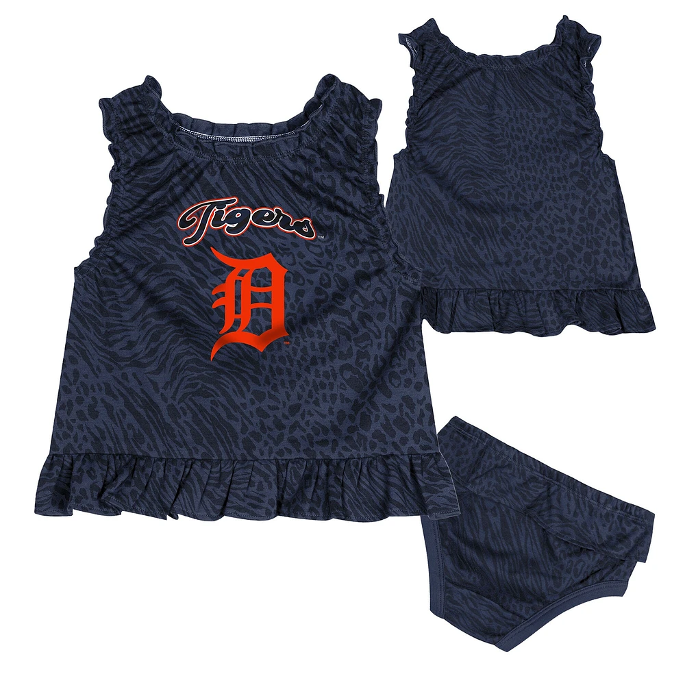 Infant  Navy Detroit Tigers Playground Dress & Bloomers Set
