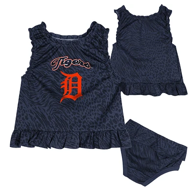 Infant  Navy Detroit Tigers Playground Dress & Bloomers Set