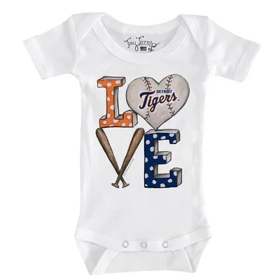 Detroit Tigers Tiny Turnip Infant Baseball Love Bodysuit - White