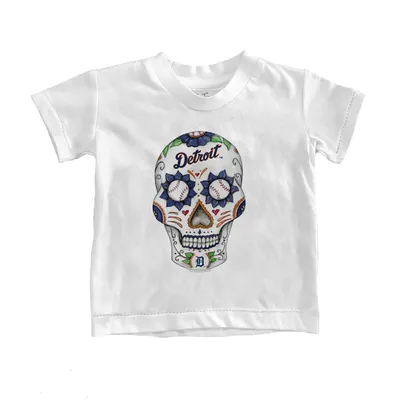 Detroit Tigers Tiny Turnip Infant Sugar Skull T-Shirt - White