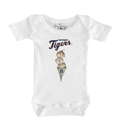 Detroit Tigers Tiny Turnip Infant Triple Scoop Bodysuit - White