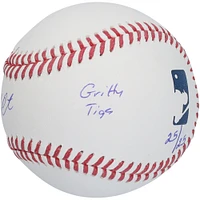 Balle de baseball autographiée Kerry Carpenter des Detroit Tigers avec inscriptions multiples - Édition limitée n° 25/25