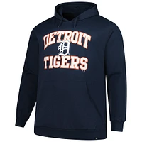 Men's '47  Navy Detroit Tigers Big & Tall Velocity Fleece Pullover Hoodie