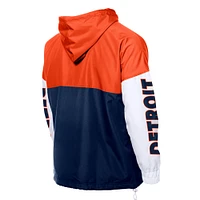 Coupe-vent à capuche entièrement zippé New Era bleu marine/orange Detroit Tigers pour homme