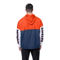 Coupe-vent à capuche entièrement zippé New Era bleu marine/orange Detroit Tigers pour homme