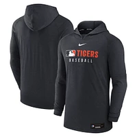 Men's Nike  Heather Black Detroit Tigers Authentic Collection Tri-Blend Performance Pullover Hoodie