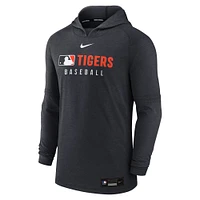 Men's Nike  Heather Black Detroit Tigers Authentic Collection Tri-Blend Performance Pullover Hoodie