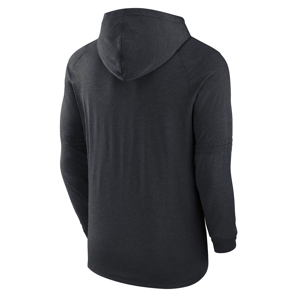 Men's Nike  Heather Black Detroit Tigers Authentic Collection Tri-Blend Performance Pullover Hoodie