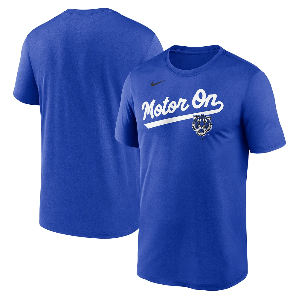Men's Nike Royal Detroit Tigers 2025 City Connect Team Phrase Script Legend Performance T-Shirt