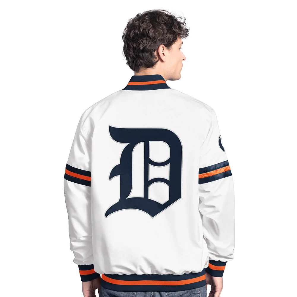 Men's Starter  White Detroit Tigers Cooperstown Scout Full-Snap Varsity Jacket