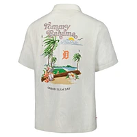 Men's Tommy Bahama  White Detroit Tigers Grand Slam Bay Camp Button-Up Shirt
