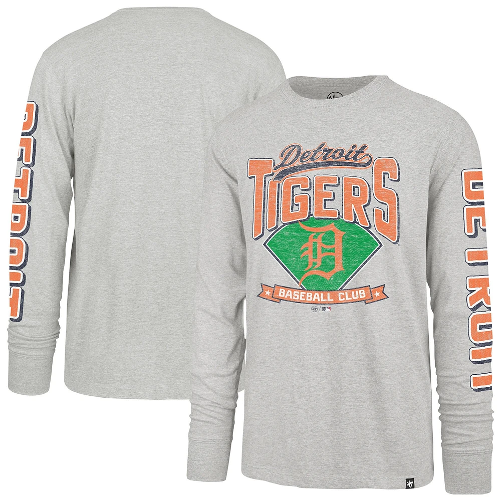 Men's '47 Gray Detroit Tigers Fair Ball Franklin Long Sleeve T-Shirt