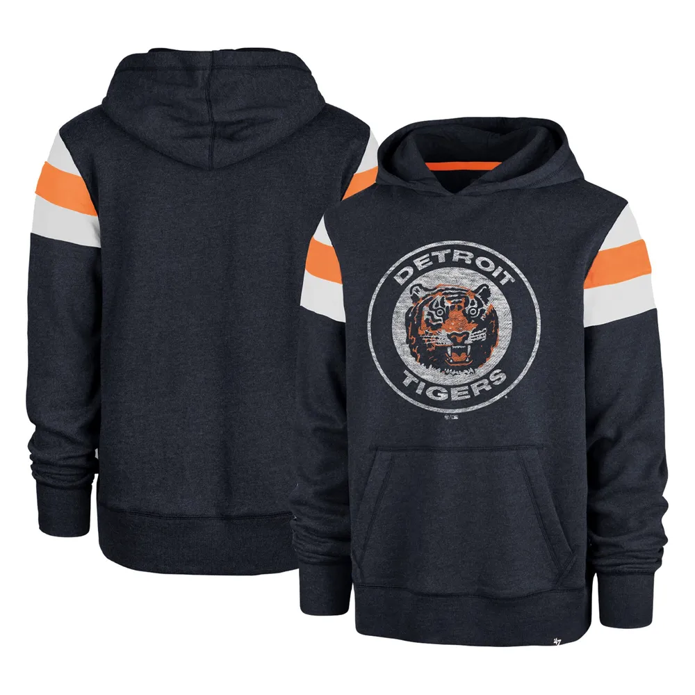 Detroit Tigers Antigua Victory Pullover Hoodie - Black/Heather Gray