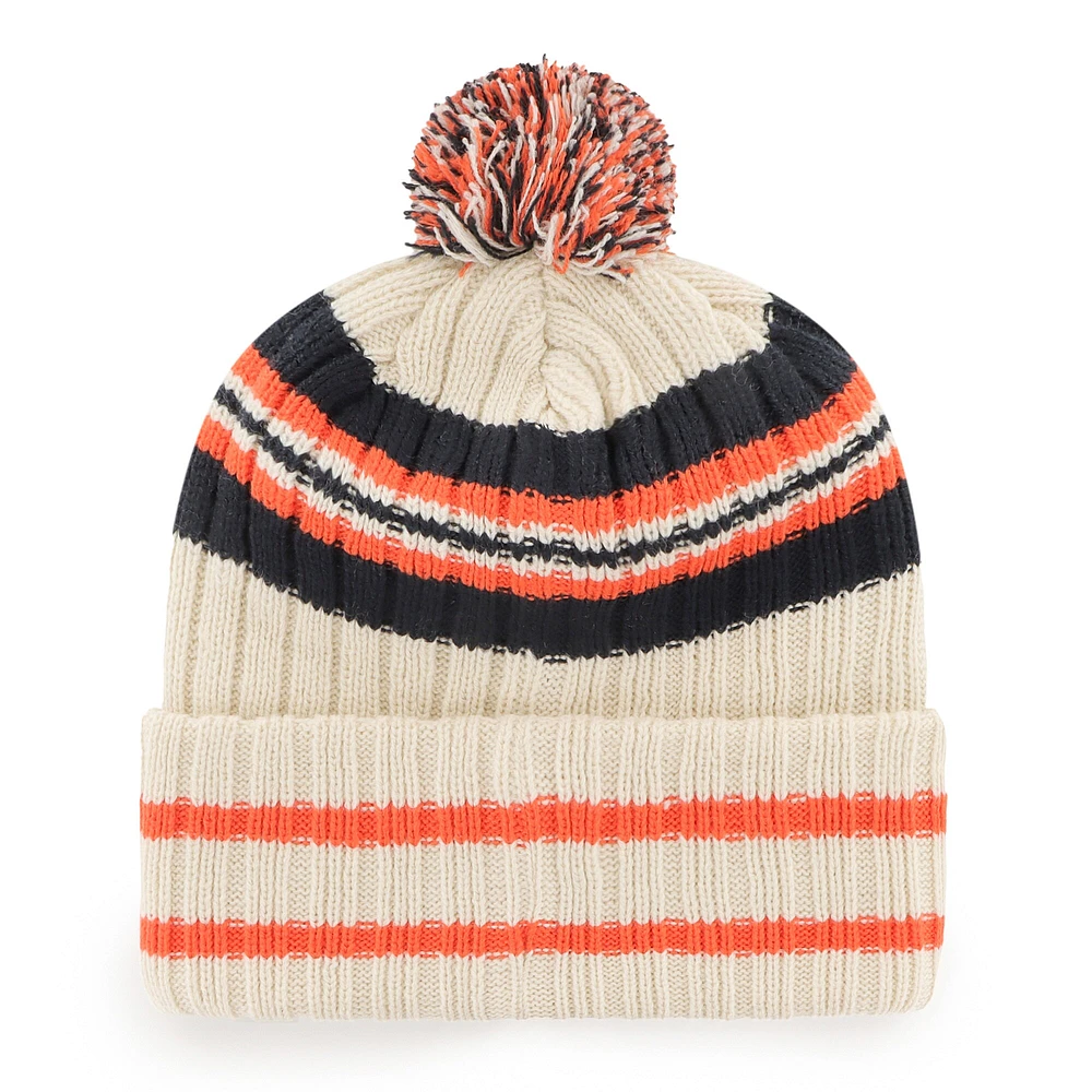 Men's '47 Natural Detroit Tigers Home Patch Cuffed Knit Hat with Pom