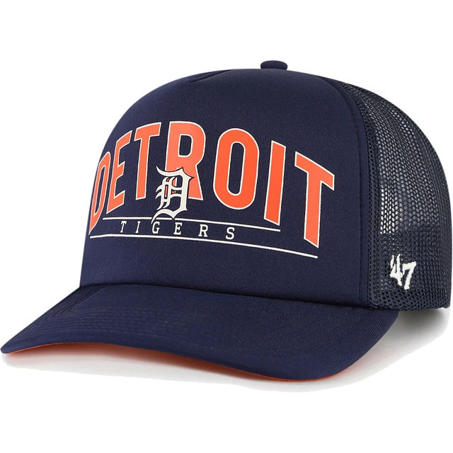 47 Navy/Tan Detroit Tigers Four Stroke Clean Up Trucker Snapback Hat