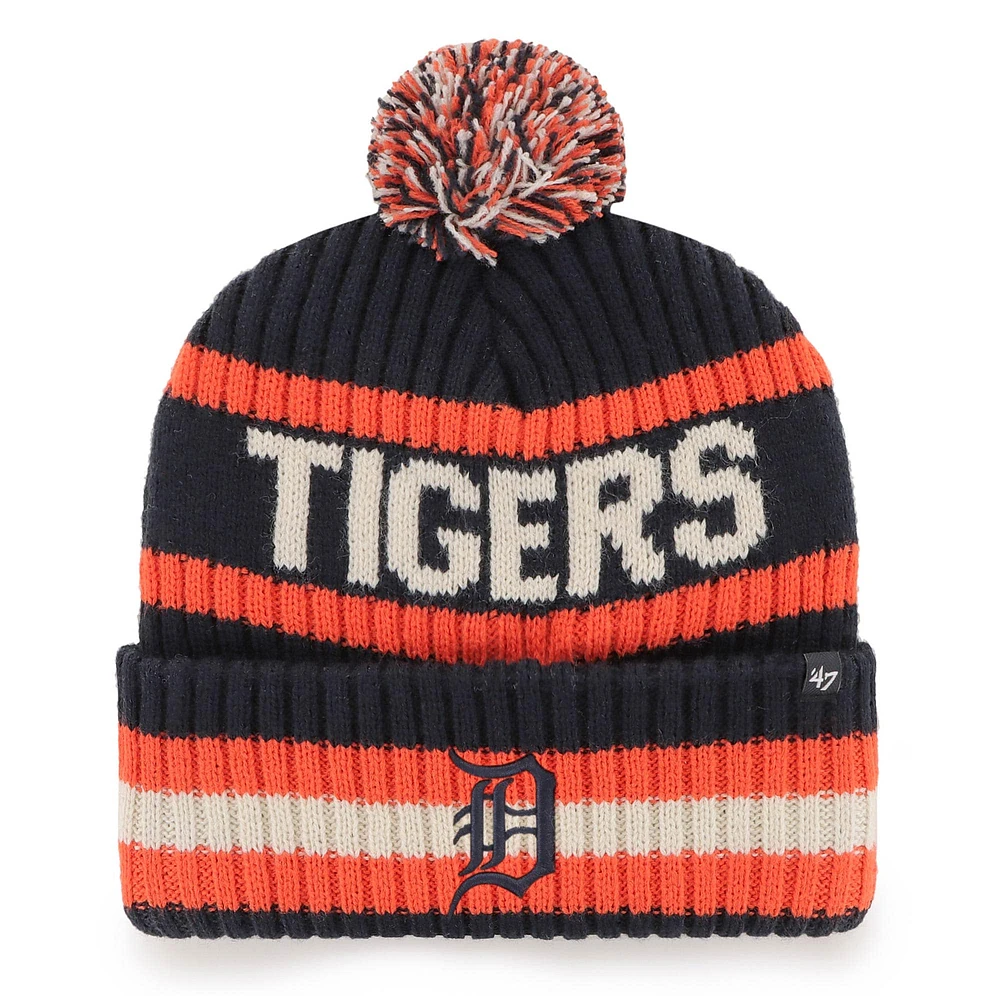 Bonnet en tricot à revers Bering des Detroit Tigers '47 bleu marine pour homme avec pompon