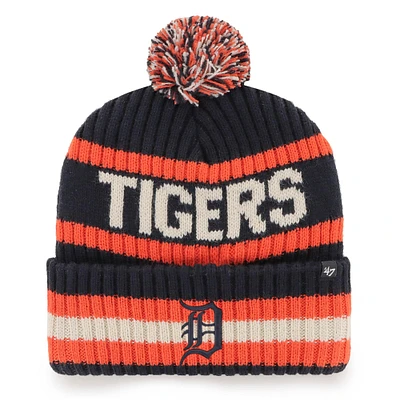 Bonnet en tricot à revers Bering des Detroit Tigers '47 bleu marine pour homme avec pompon