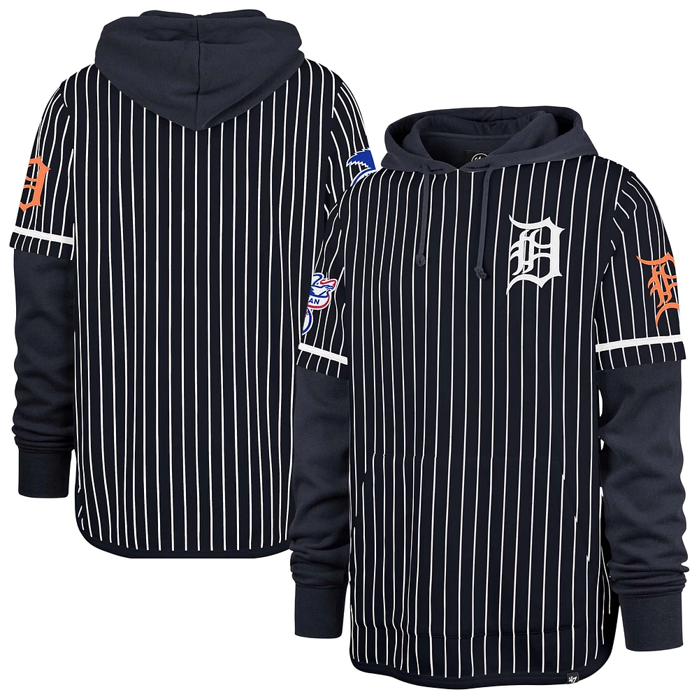 Sweat à capuche rayures doubles bleu marine Detroit Tigers '47 pour homme
