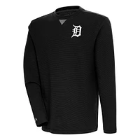 Men's Antigua  Black Detroit Tigers Flier Bunker Pullover Sweatshirt